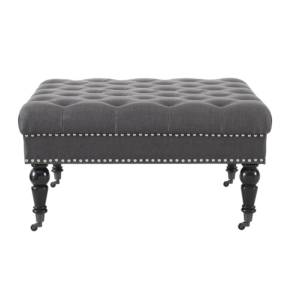 Isabelle Charcoal Square Tufted Ottoman. Picture 1