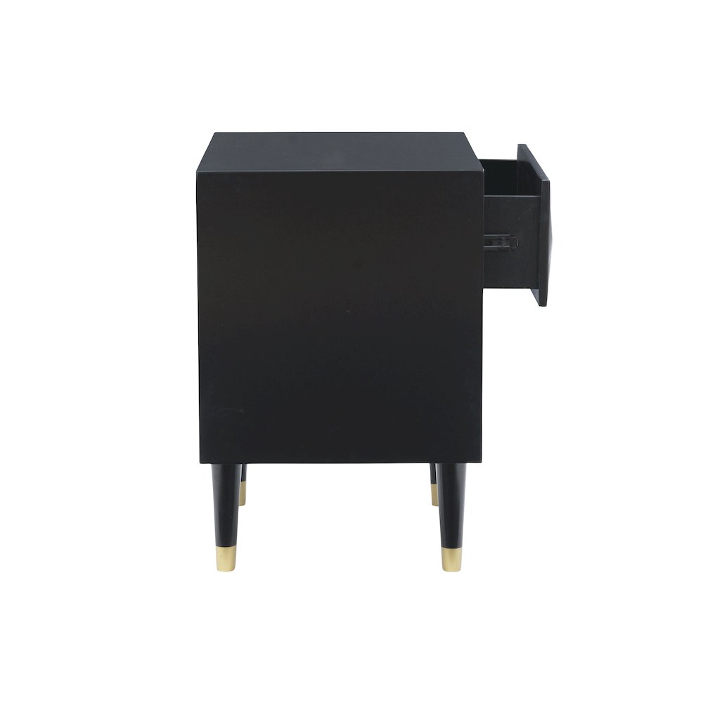 Two Drawer Geo Texture Nightstand Black. Picture 8