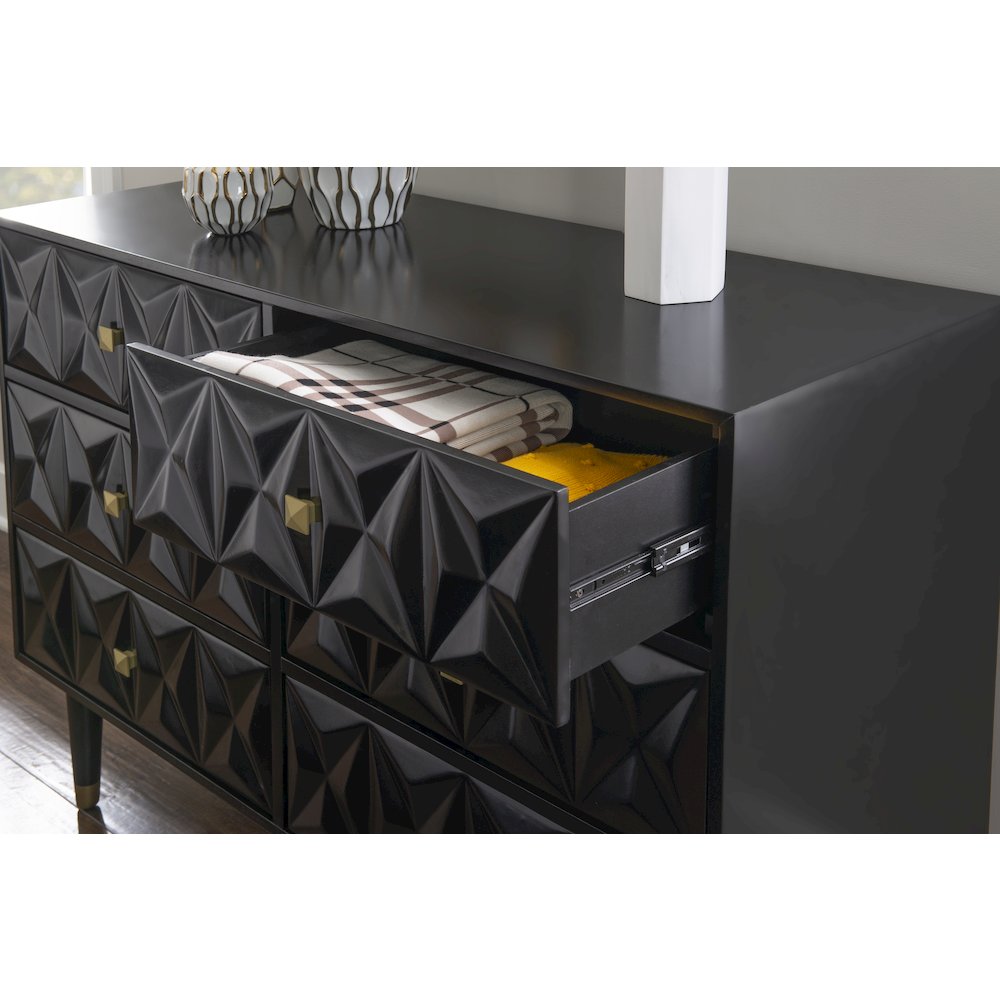 Six Drawer Geo Texture Dresser Black. Picture 4