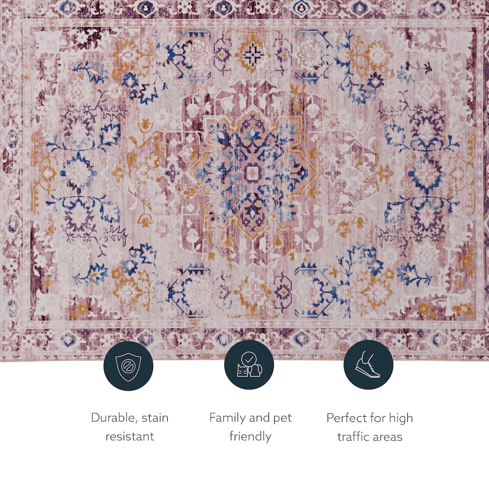 Washable Micah Pink/Gold 2x3, Rug. Picture 5