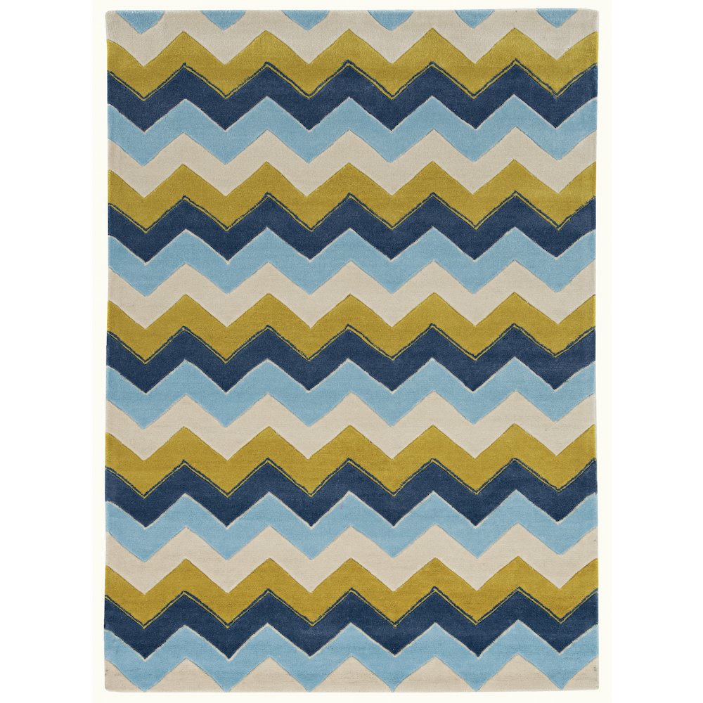 Trio Zag Blue & Marigold 5x7, Rug. Picture 1