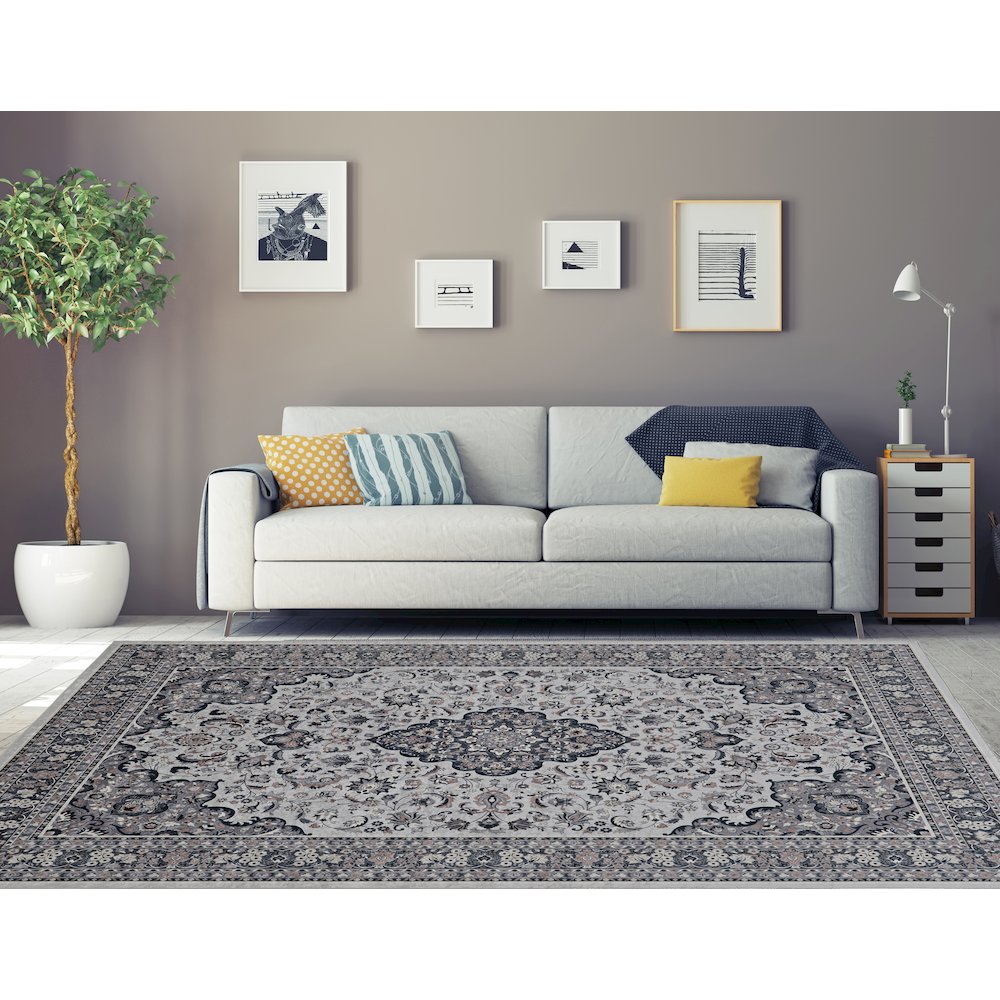 Emerald Barton Cream & Grey 6.7x9.7, Rug. Picture 1