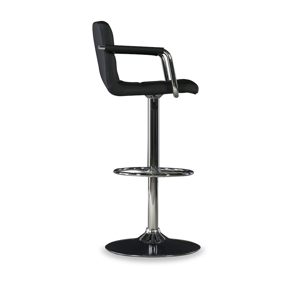 Black and Chrome Quilted Barstool. Picture 7