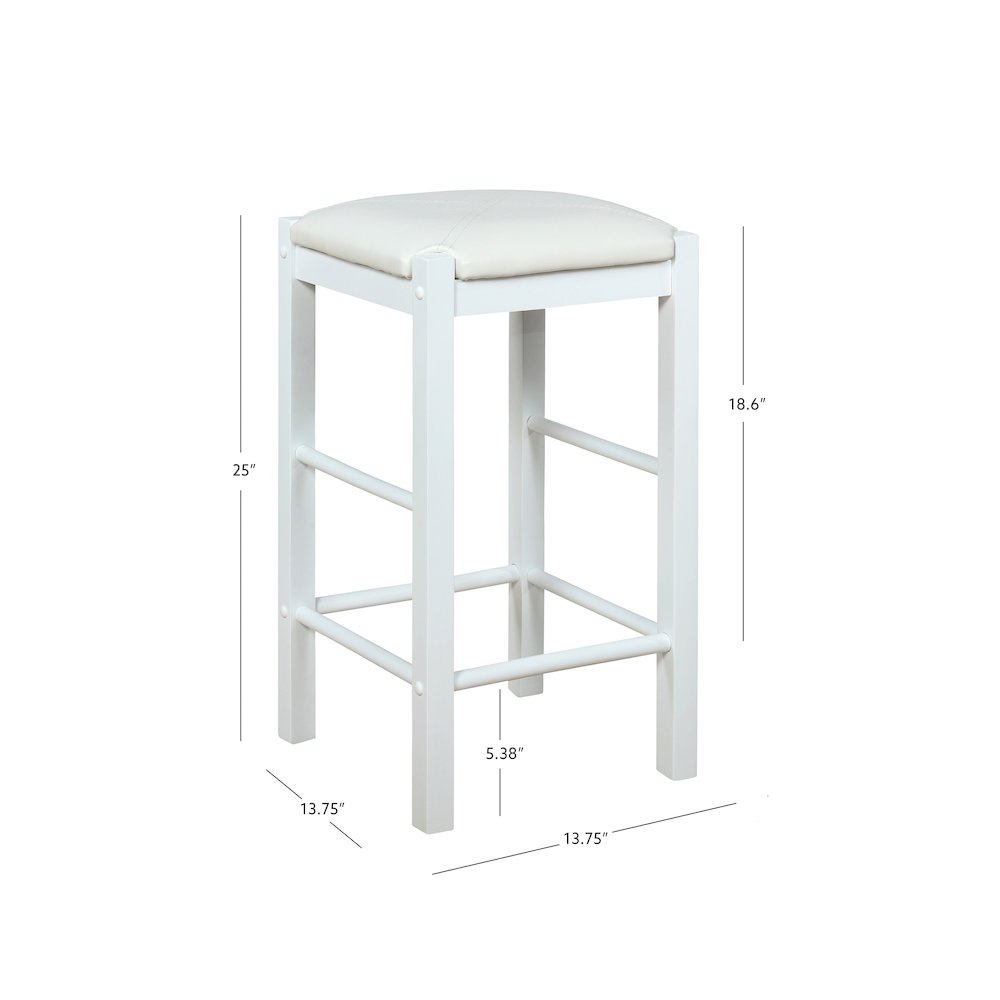 Lancer Backless Counter Stools, White - Set Of Two. Picture 8