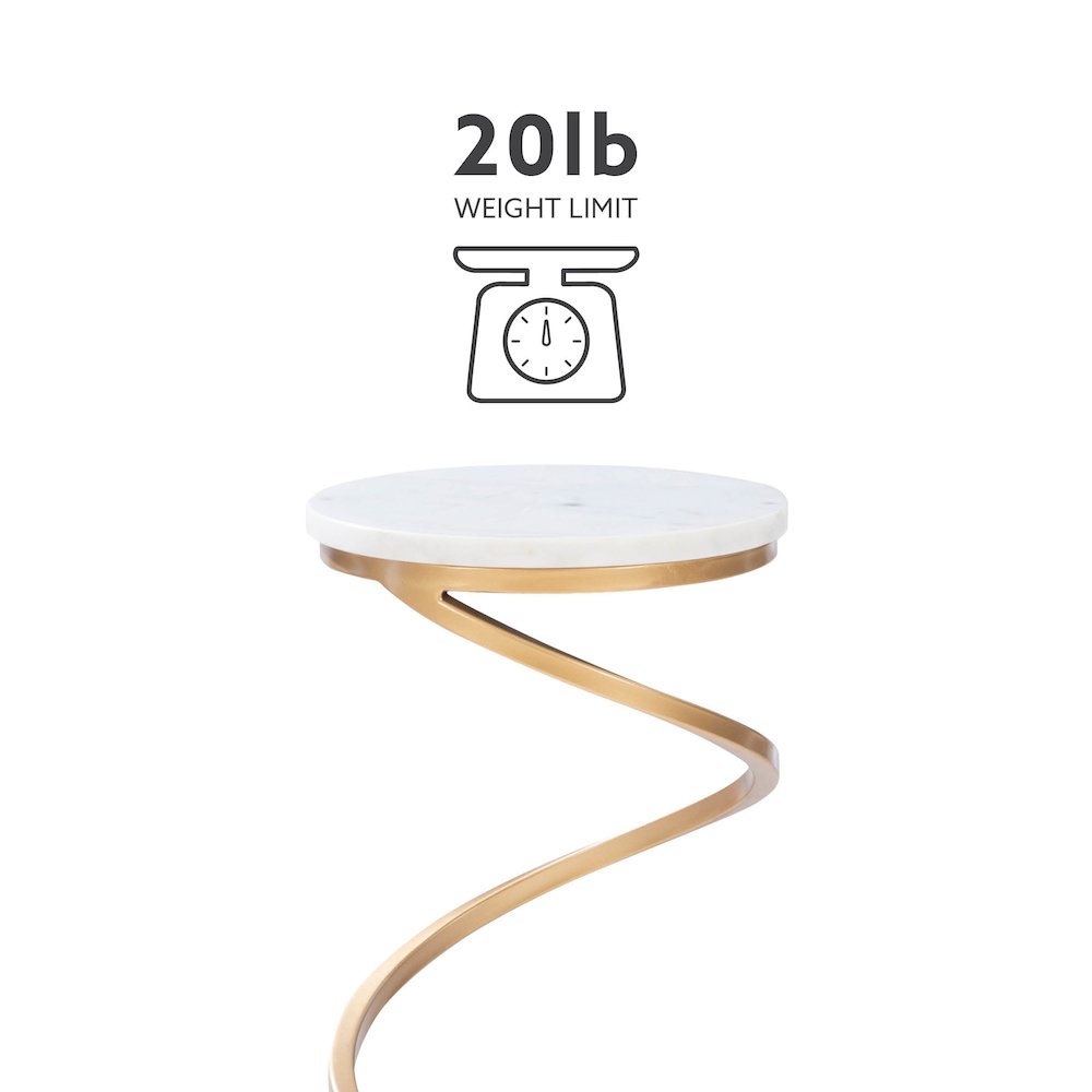 Rian Spiral Drink Table White Marble. Picture 10
