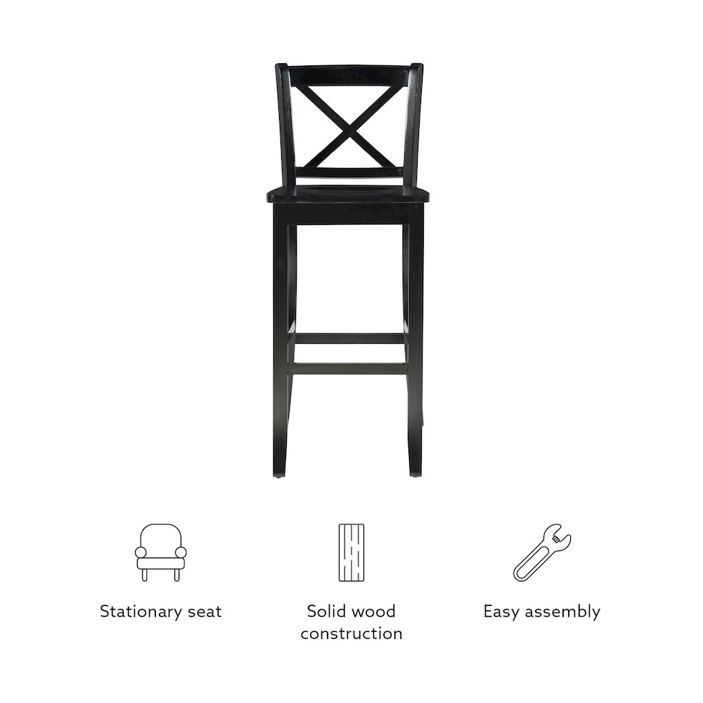 Black 30 In X Back Bar Stool. Picture 10
