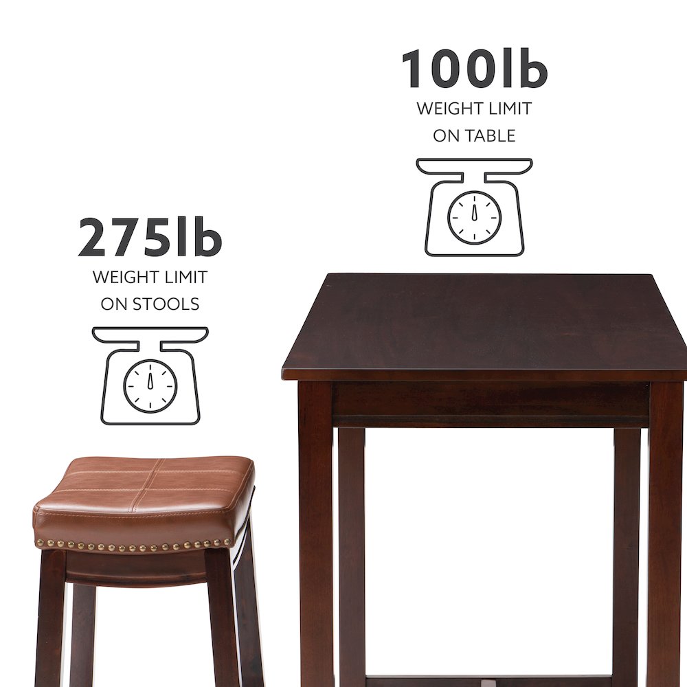 Claridge 3Pc Counter Set Brown Cognac. Picture 11
