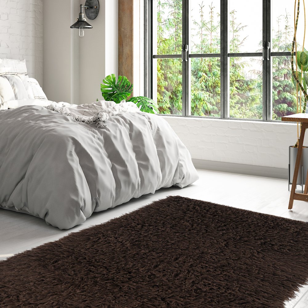 New Flokati 1400gram Cocoa 8x10, Rug. Picture 1