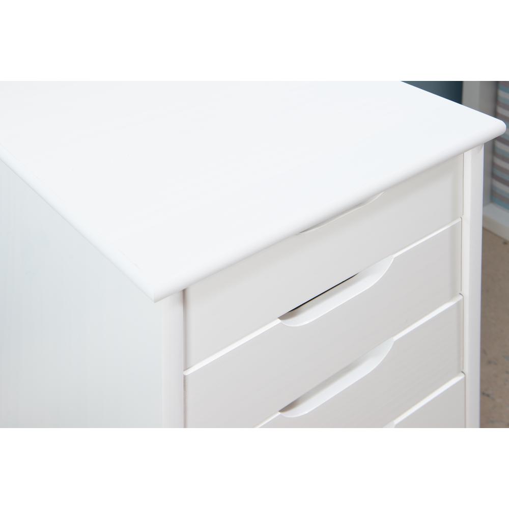 Cary Six Drawer Rolling Storage Cart, White Wash. Picture 16
