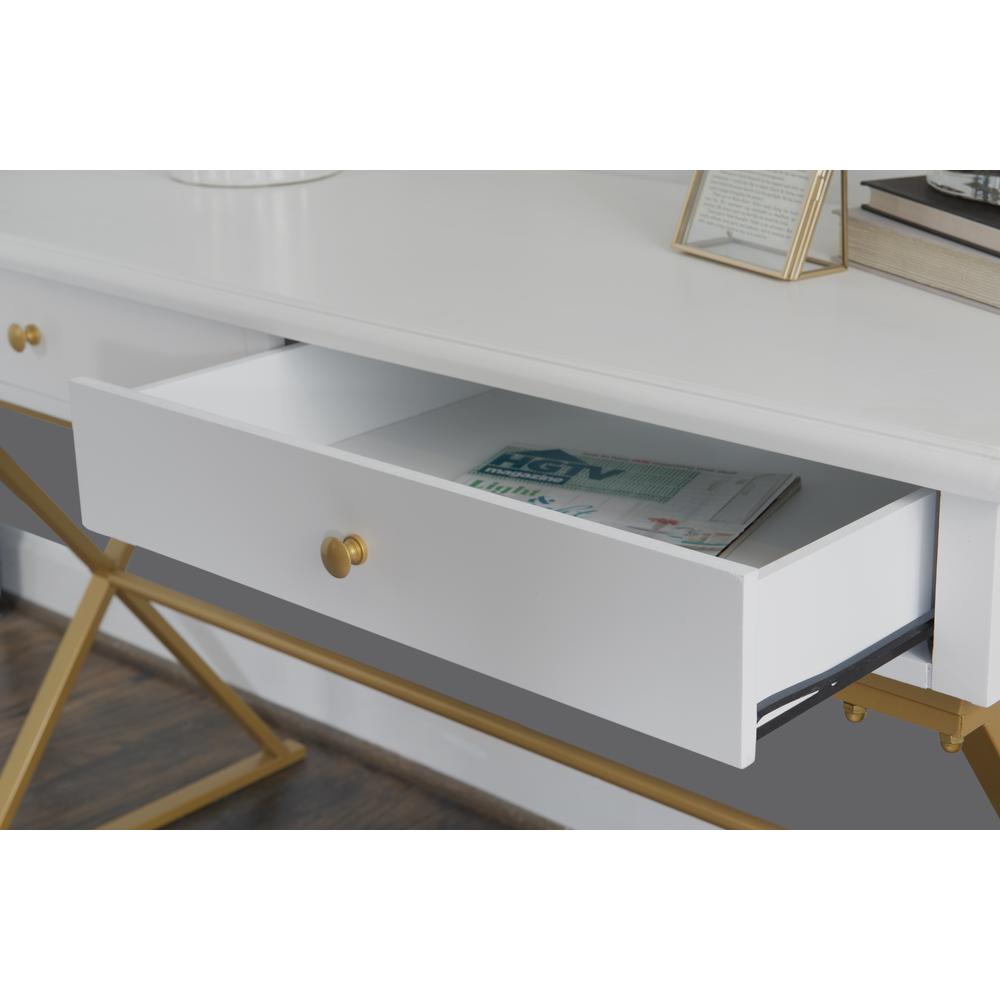 Two-Drawer Campaign Desk, White. Picture 13