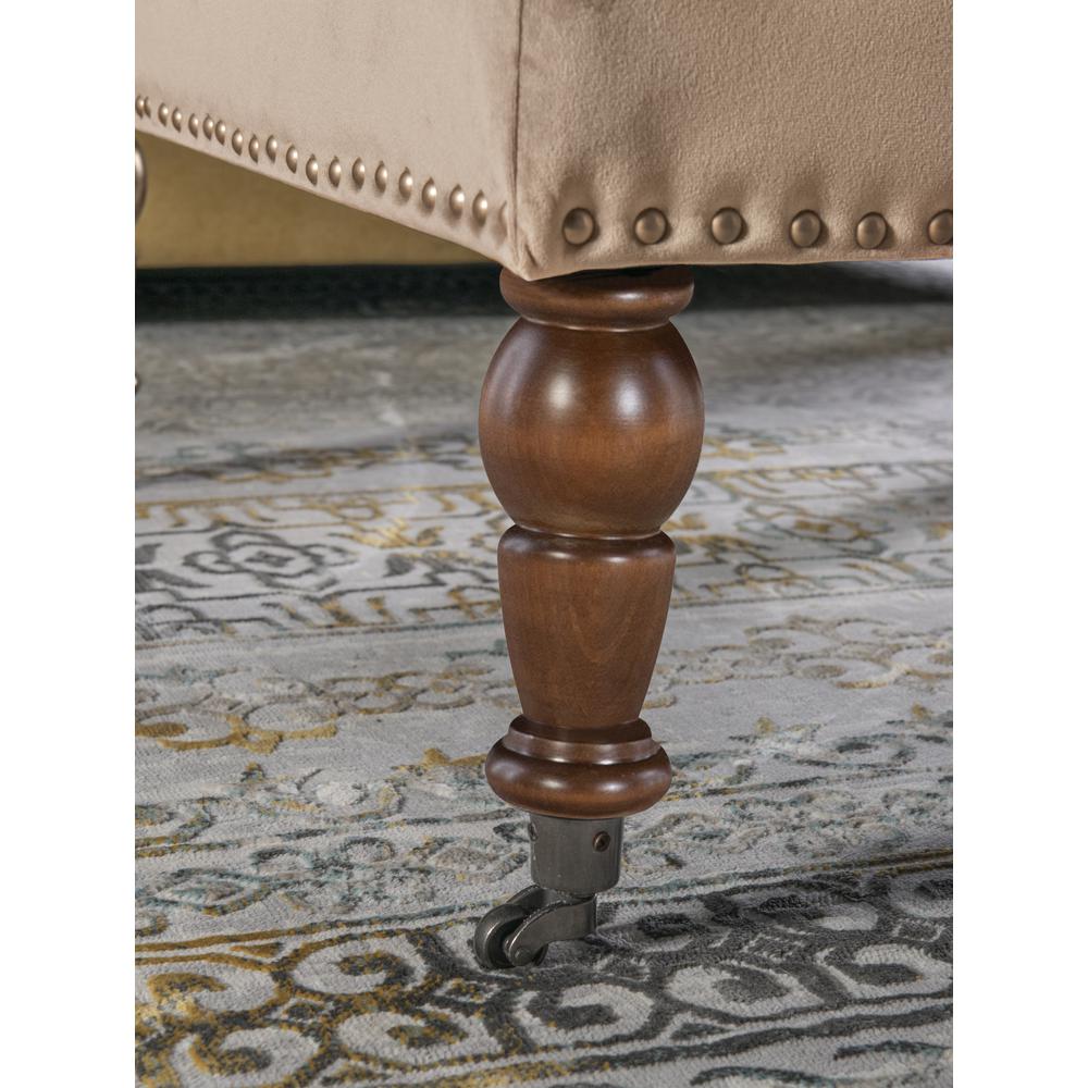Isabelle Tan Velvet Square Tufted Ottoman. Picture 6