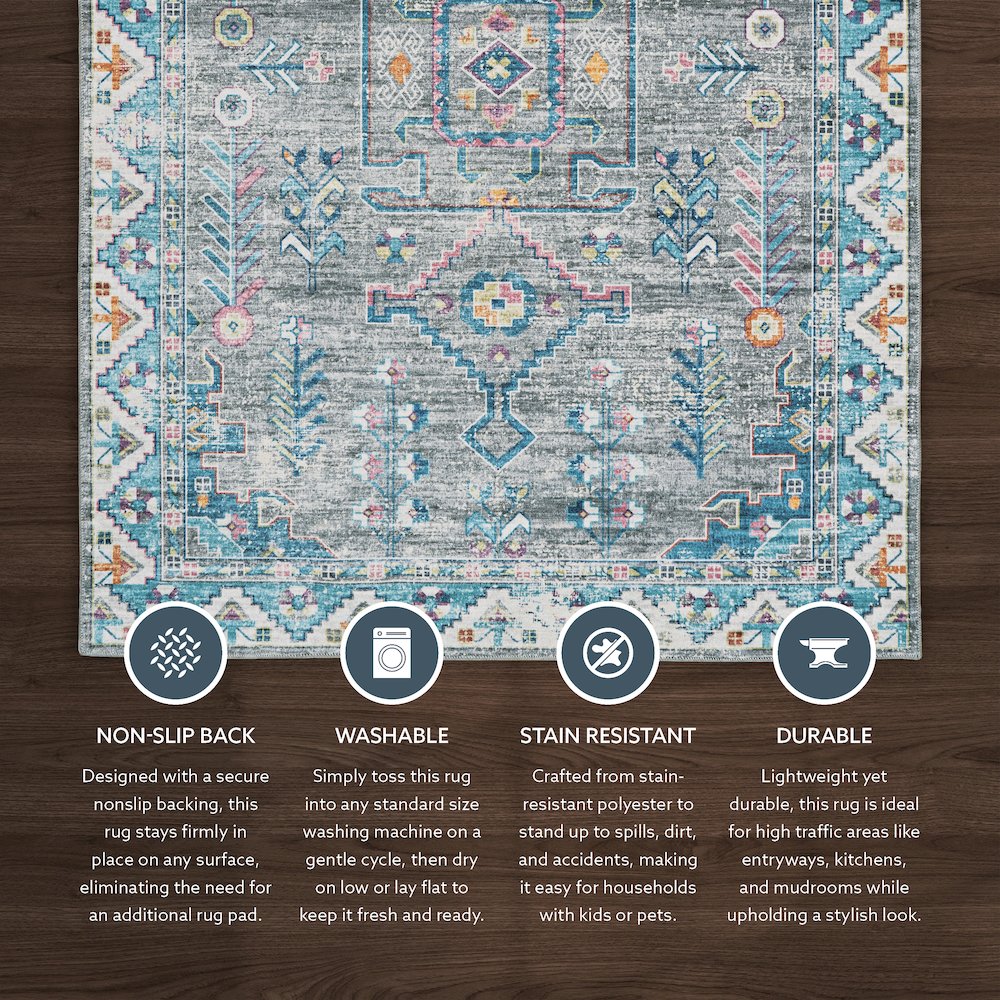 Washable Barron Grey/Green 2x8, Rug. Picture 2