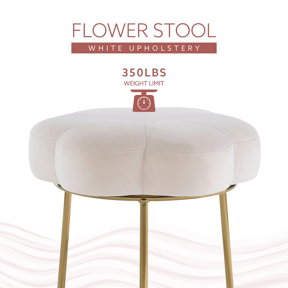 Seraphina Accent Vanity Stool, White. Picture 12