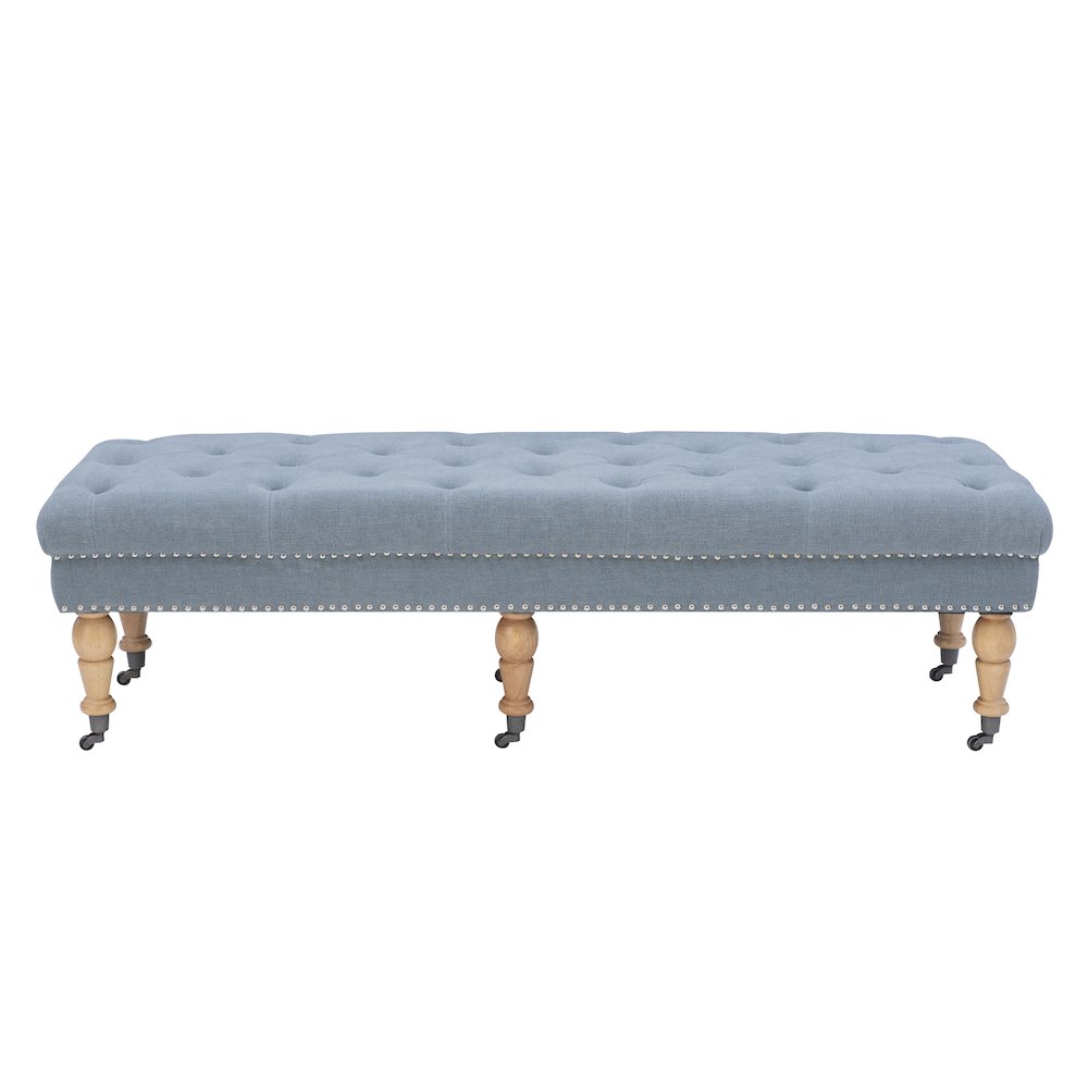 Isabelle Washed Blue Linen 62 Inches Bench. Picture 8