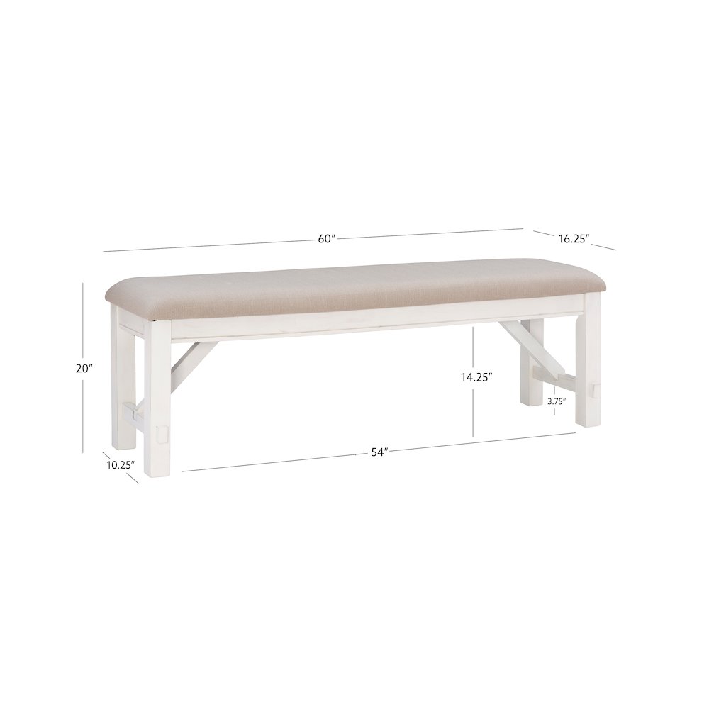 Turino Distressed White Bench. Picture 8