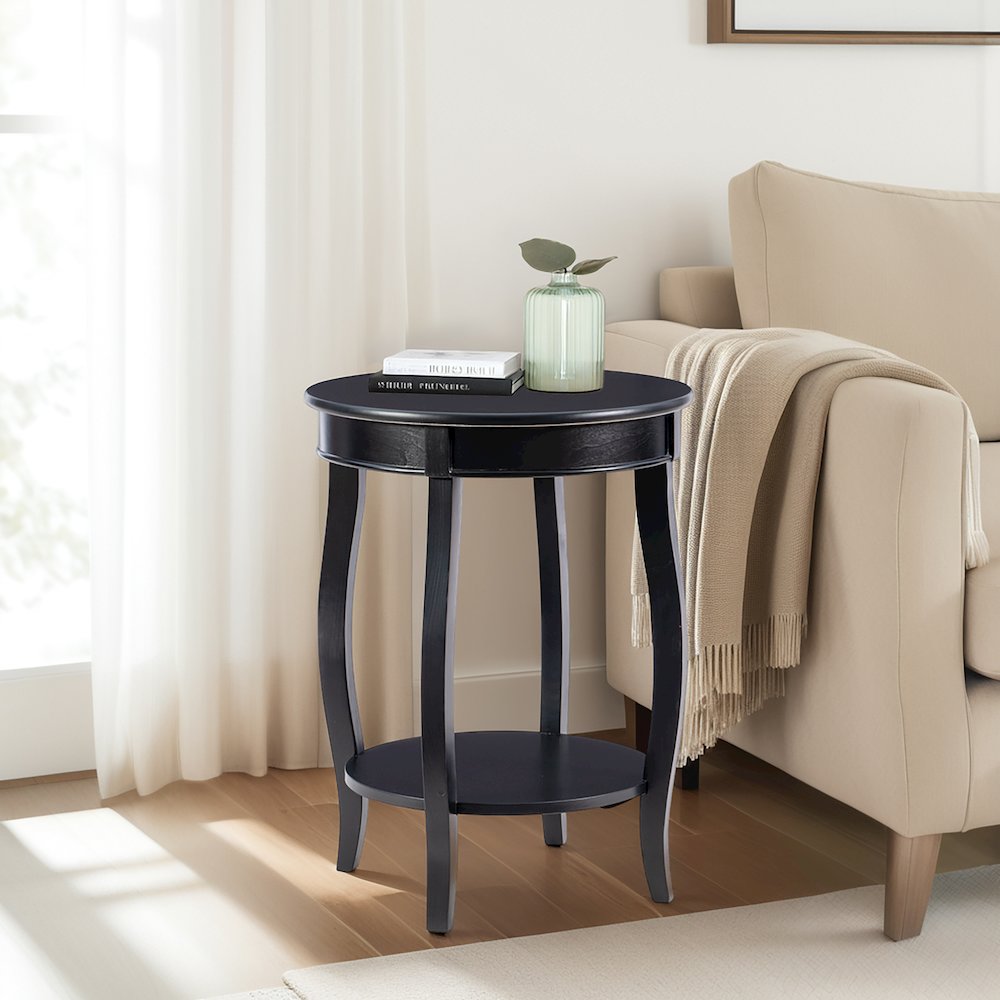 Black Round Table with shelf. Picture 5