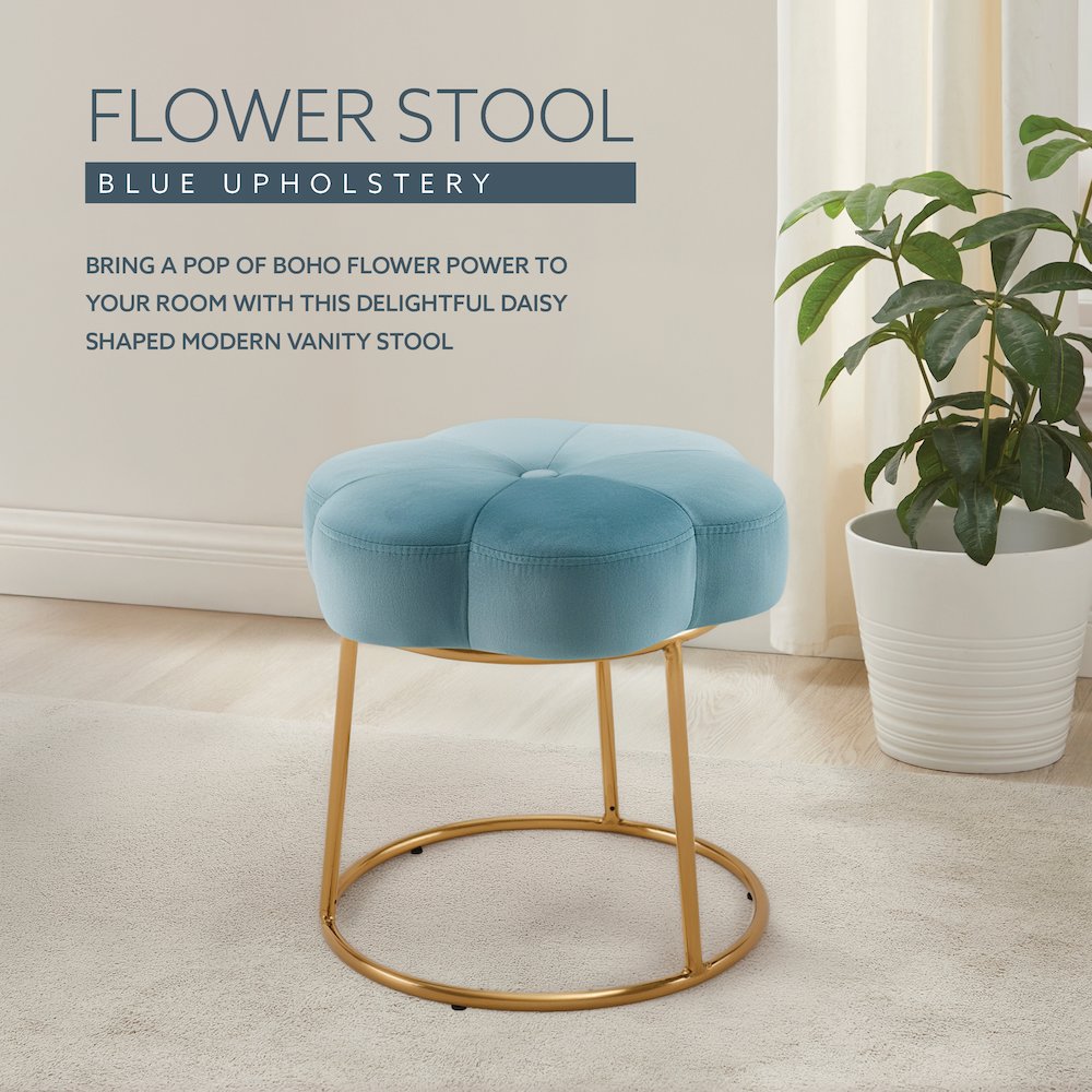 Seraphina Accent Vanity Stool, Blue. Picture 8
