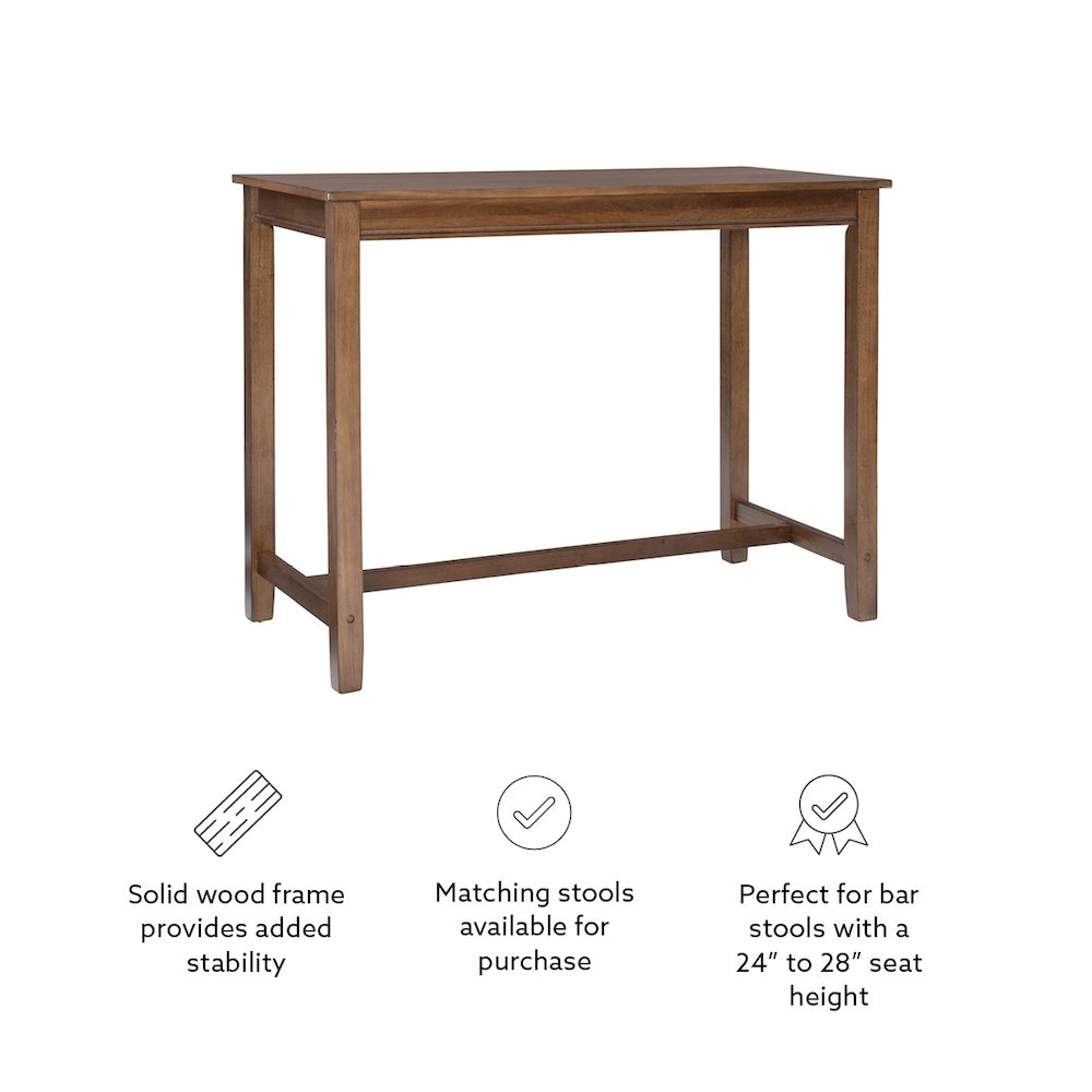 Claridge 36 Inch Counter Height Pub Table, Rustic Brown. Picture 11