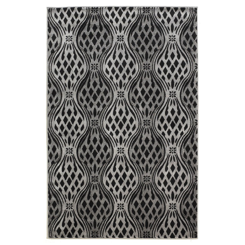 Milan Mylon Black & Grey 5x7.6, Rug. Picture 1