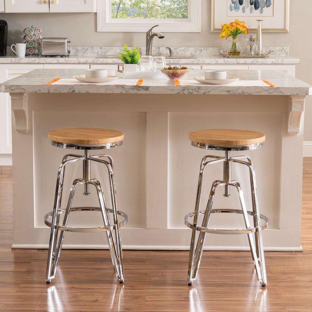 Tatum Wood and Metal Adjustable Stool Silver. Picture 5