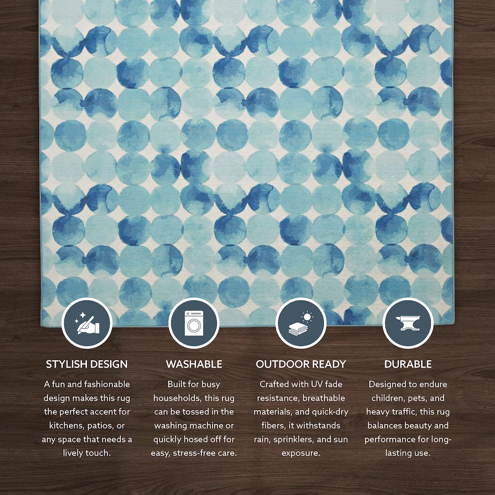 Outdoor Washable Lakeland Blue & Ivory 7' X 9', Rug. Picture 5