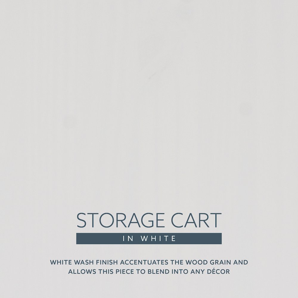 Cary Six Drawer Rolling Storage Cart, White Wash. Picture 13