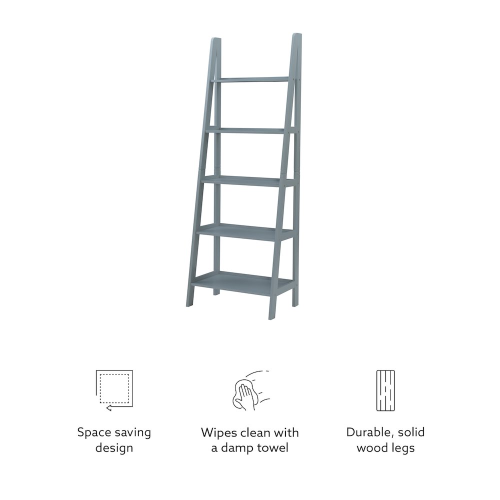 Acadia Ladder Bookshelf, Grey. Picture 12