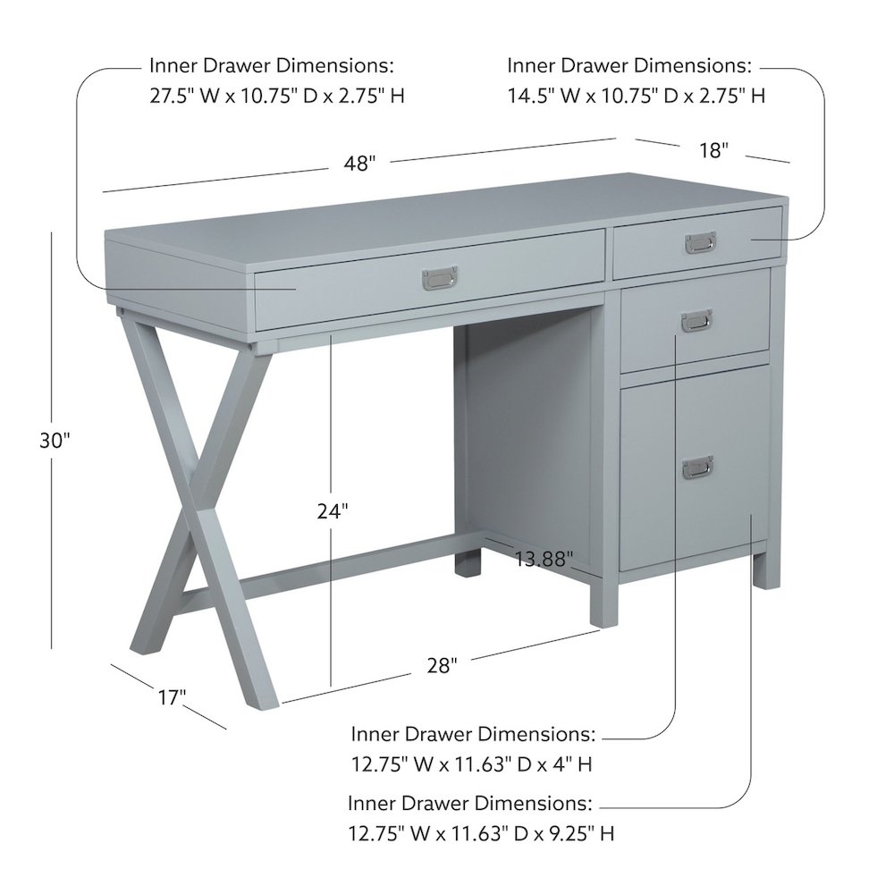 Peggy Side Storage Desk Gray. Picture 14