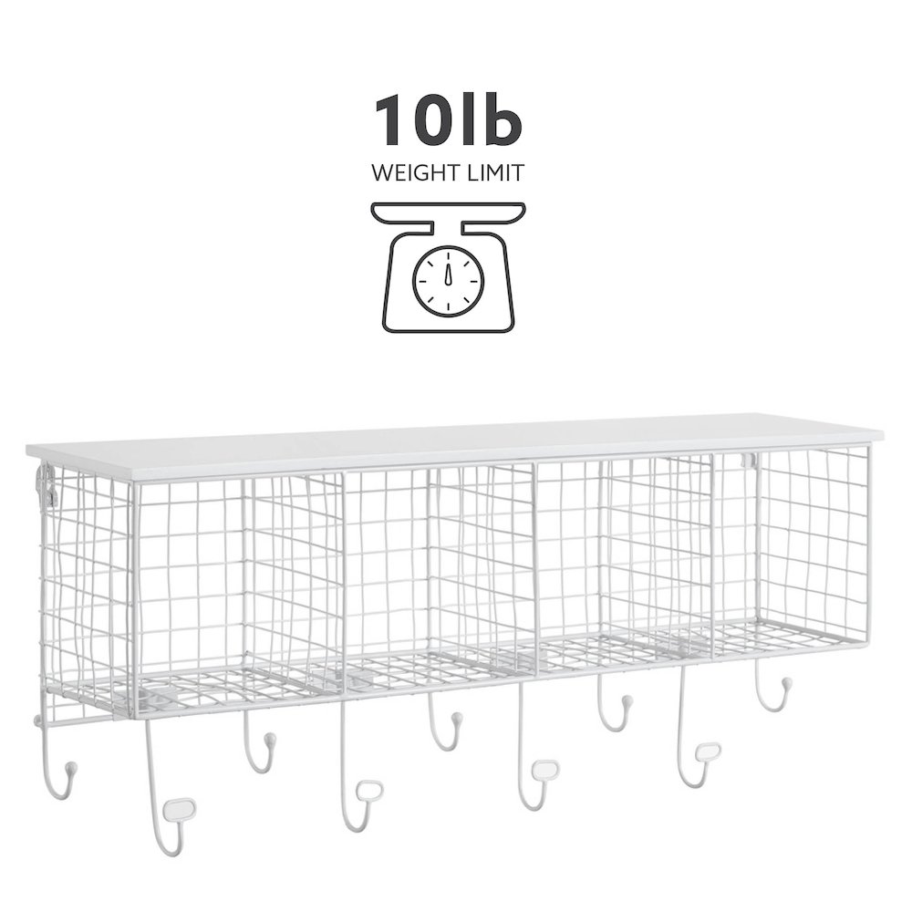 Four Cubby Wall Shelf White. Picture 12