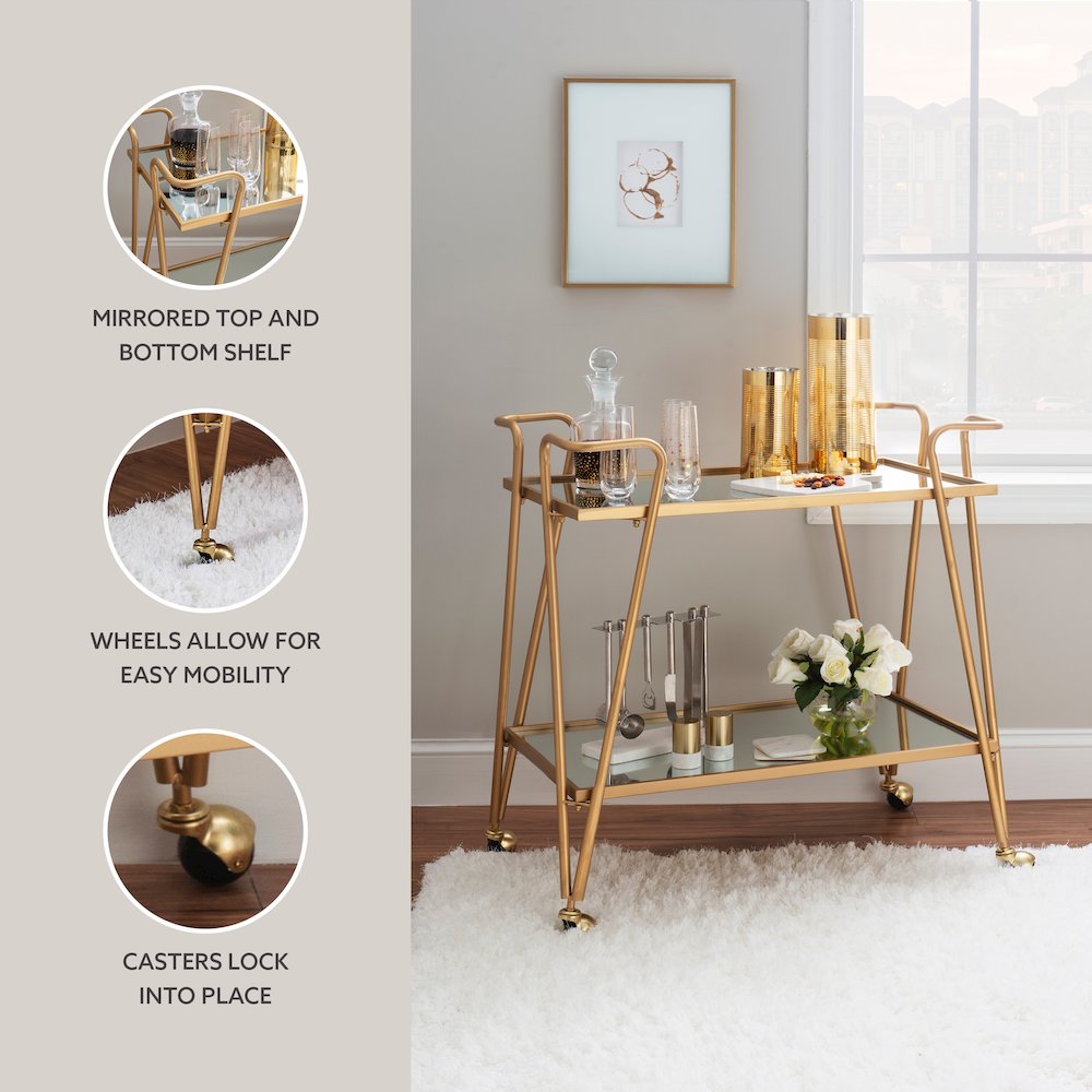 Gold Mid-Century Bar Cart. Picture 9
