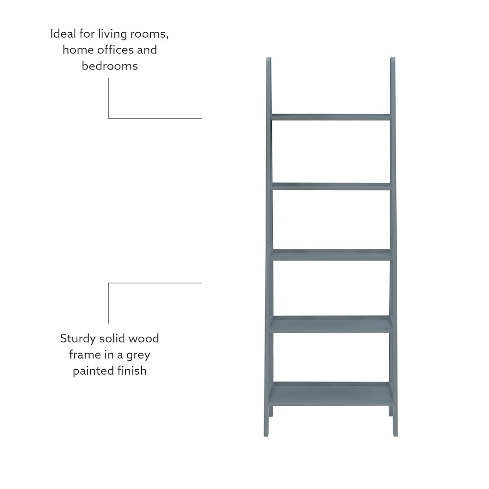 Acadia Ladder Bookshelf, Grey. Picture 10