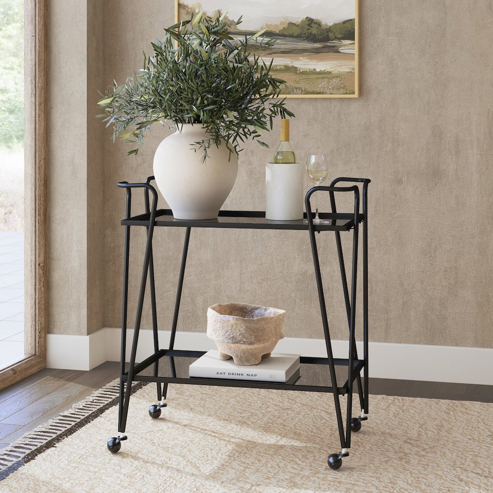 Black Mid Century Bar Cart. Picture 5
