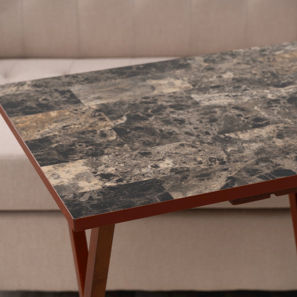 Tray Table Set Faux Marble -Brown. Picture 5