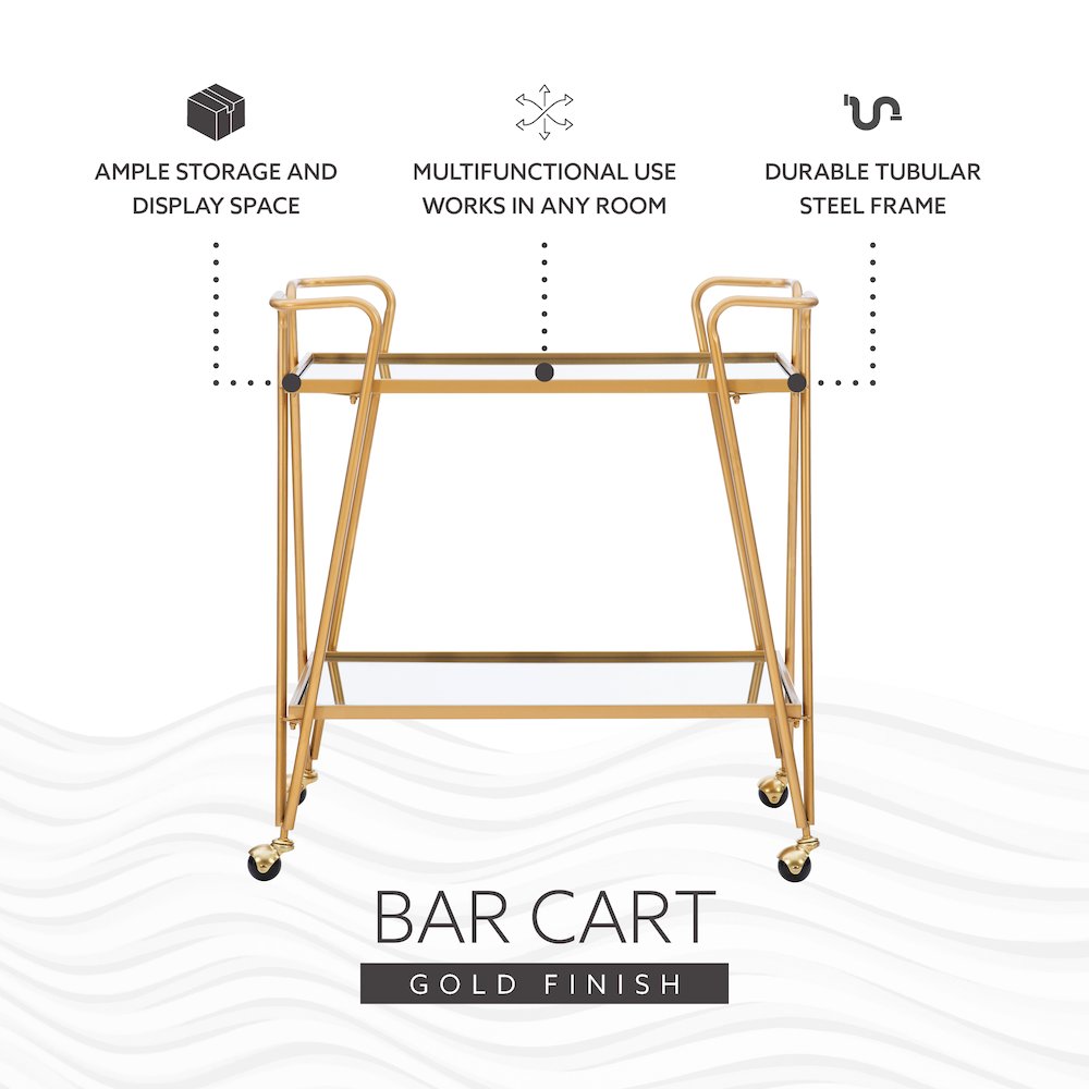 Gold Mid-Century Bar Cart. Picture 11