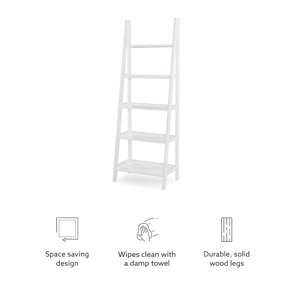 Acadia Ladder Bookshelf, White. Picture 12