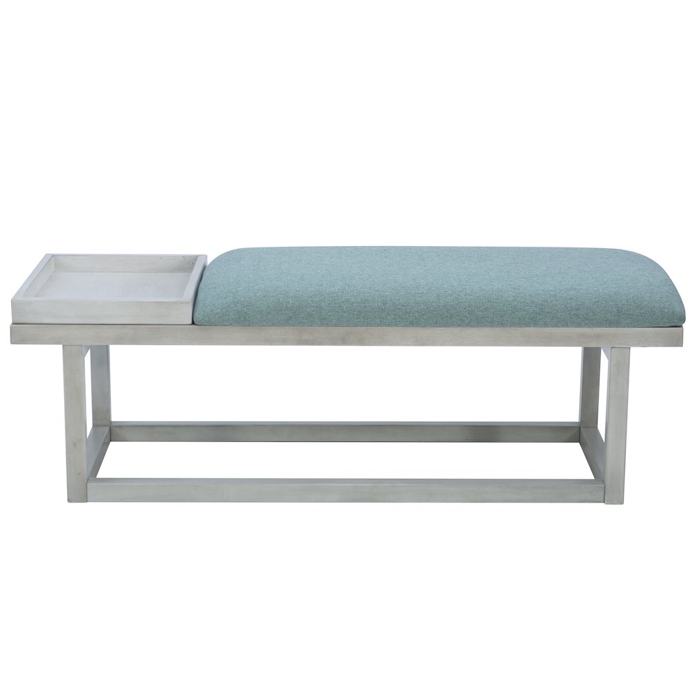 Georgia Bench With Tray Whitewash Aqua. Picture 3