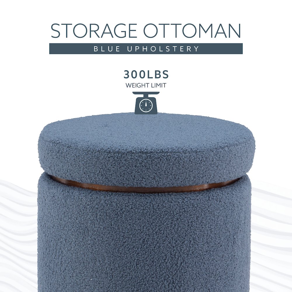 Blanche Storage Ottoman Blue Gry Walnut. Picture 11