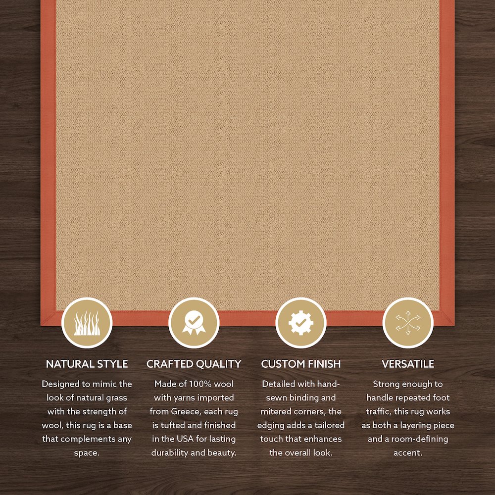 Athena Sisal & Burnt Orange 8.9x12, Rug. Picture 2