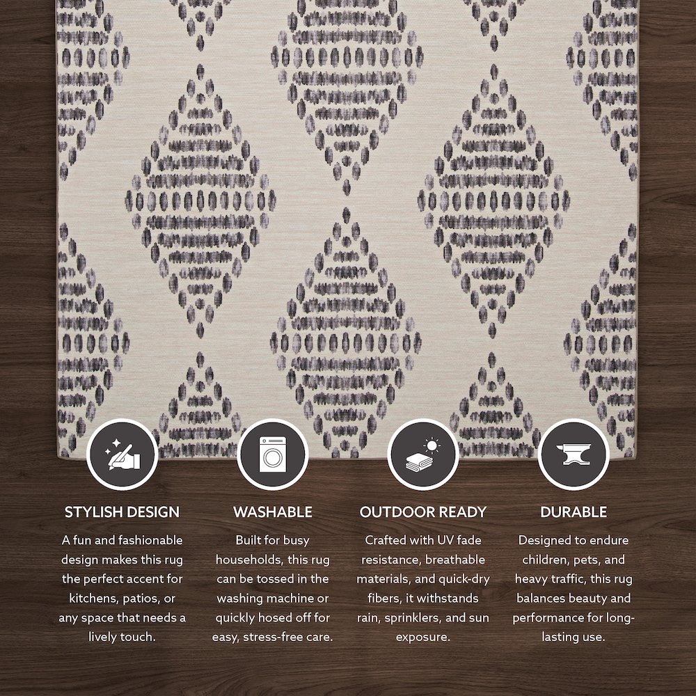Outdoor Washable Navarre Ivory & Brown 2' X 3', Rug. Picture 3