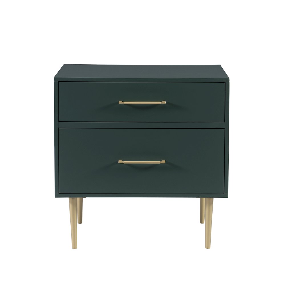 Gloria Two Drawer Night Stand Dark Green. Picture 2
