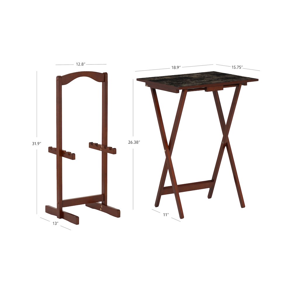 Tray Table Set Faux Marble -Brown. Picture 13