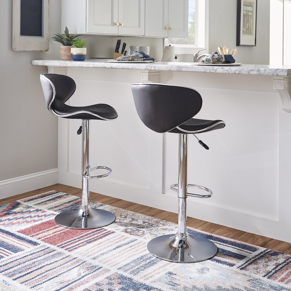 Chrome and Black PU Barstool. Picture 6
