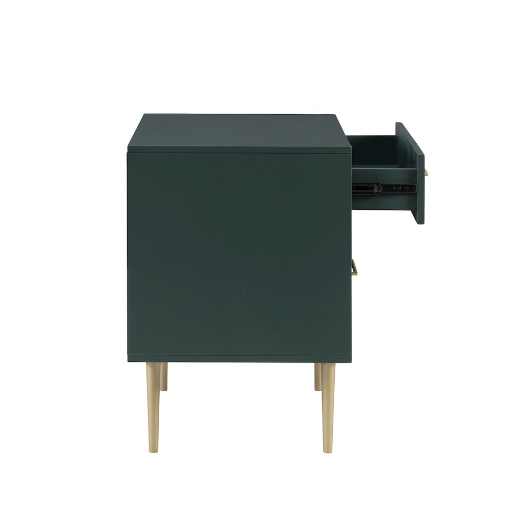 Gloria Two Drawer Night Stand Dark Green. Picture 8
