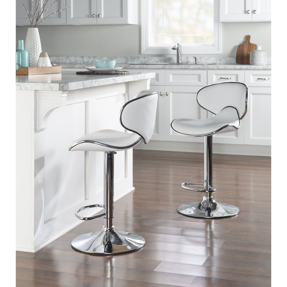 White Adjustable Barstool. Picture 4