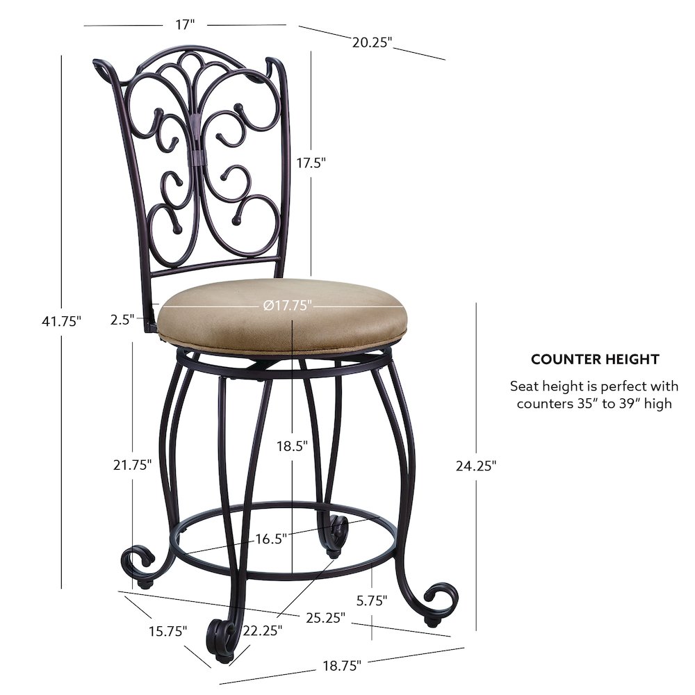 Gathered Back Counter Stool 24. Picture 8