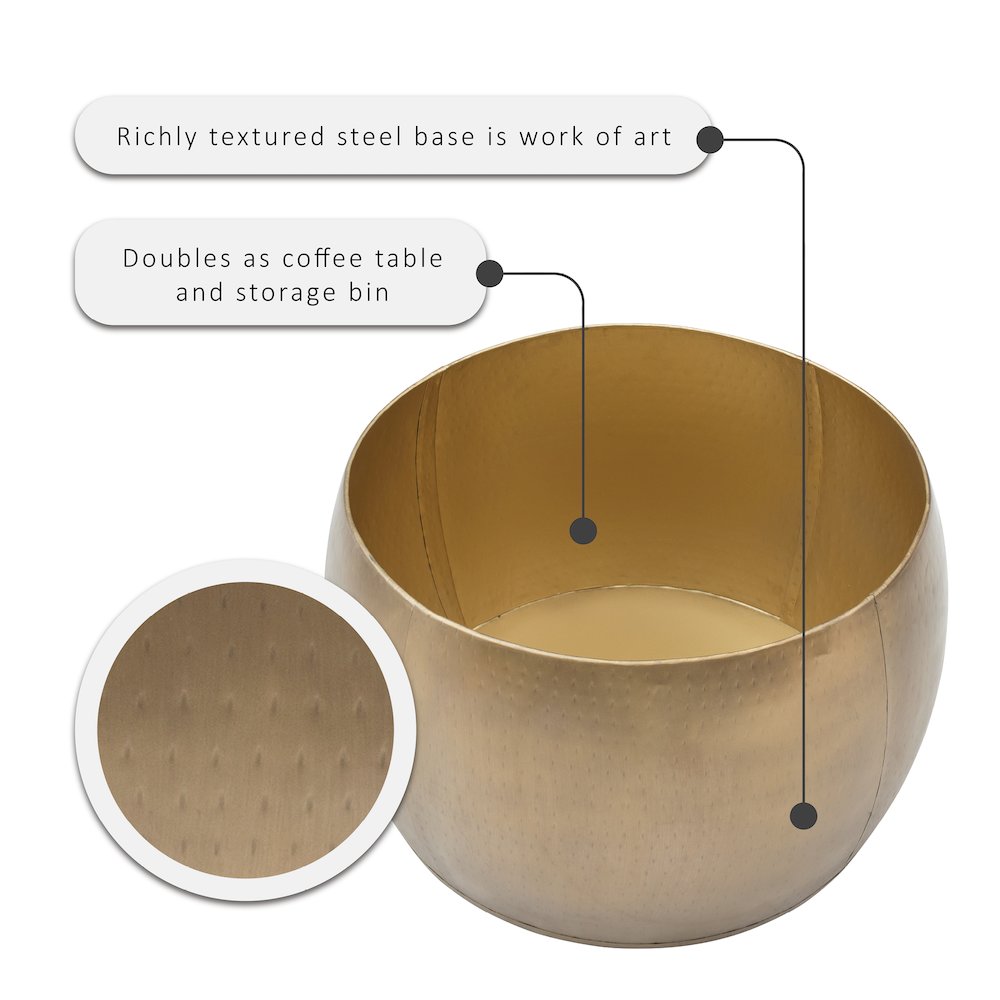 Royce Large Gold Drum With Storage. Picture 8