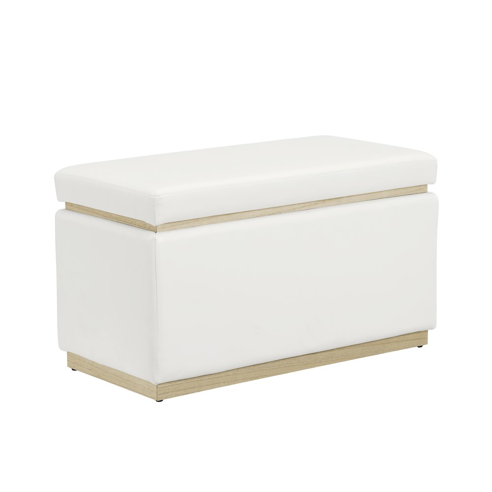 Blanche Rectangle Ottoman White Pu. Picture 1