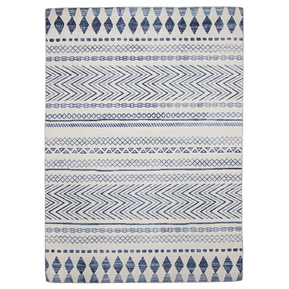 Outdoor Washable Marco Ivory & Blue 3' X 5', Rug. Picture 3