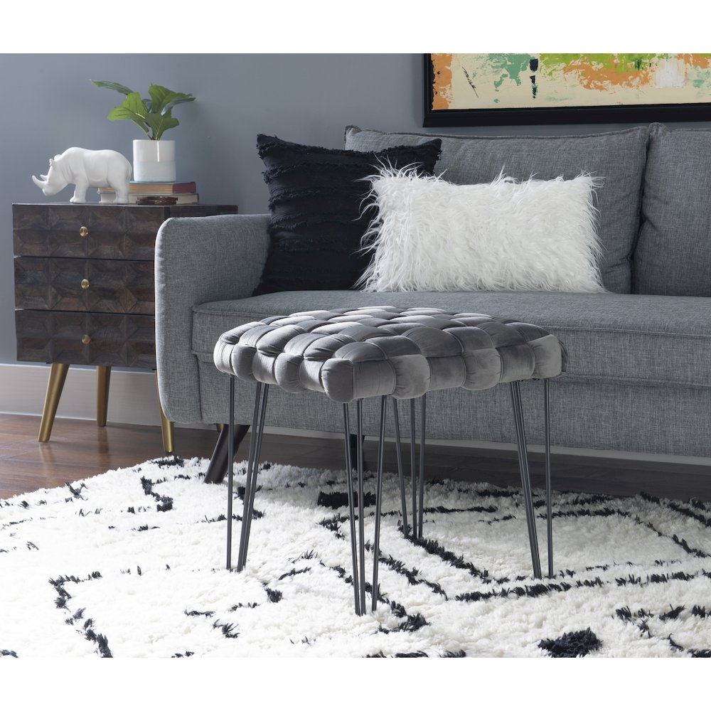 Shadbury Square Stool Grey. Picture 2