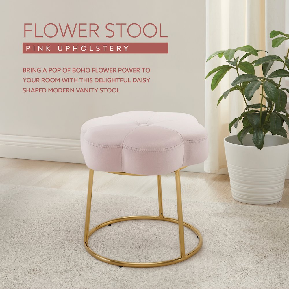 Seraphina Accent Vanity Stool, Pink. Picture 4